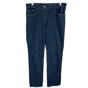 Eileen Fisher Dark Wash Lightweight Denim Straight Leg Mid Rise Jeans Small